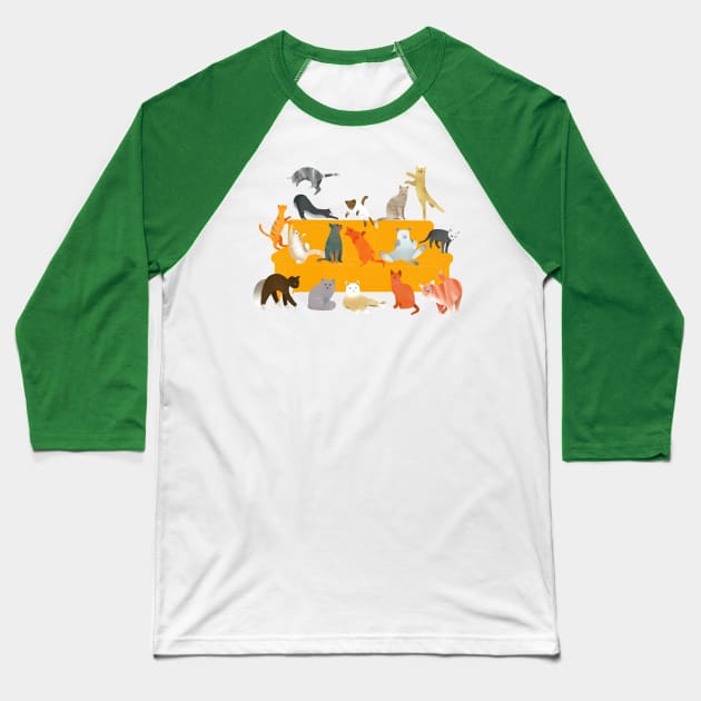 Cute Cats on the Couch Baseball T-Shirt by DrawingEggen